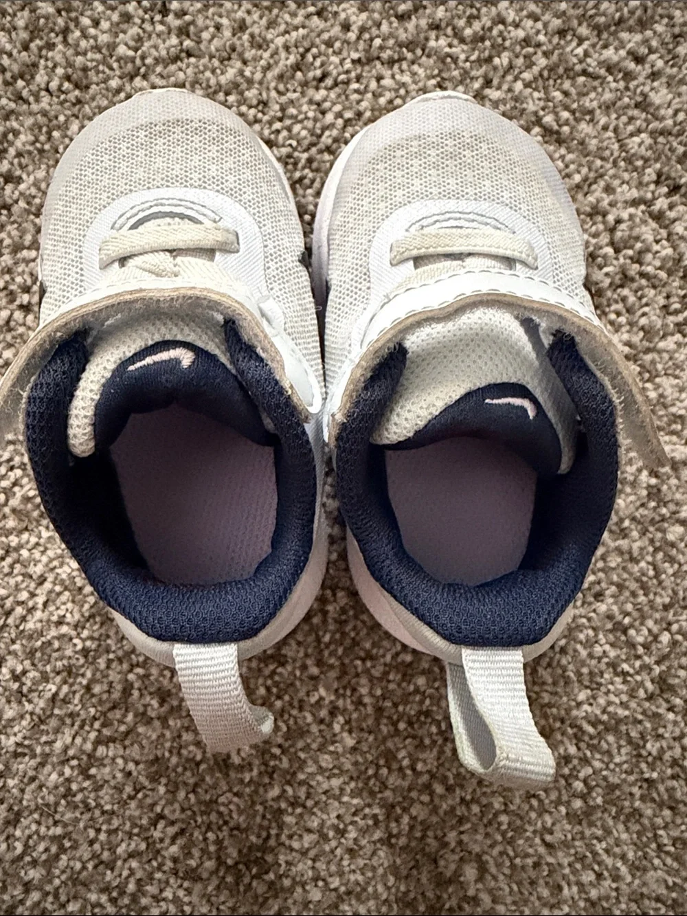 Kids White, Navy, and Purple Sneakers